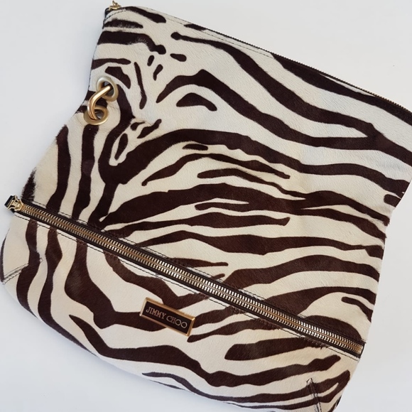 Jimmy Choo Marin Zebra Print Oversized Clutch - Picture 5 of 7